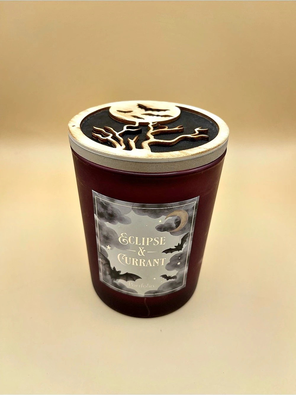 Portfolio Eclipse & Currant 14.3 oz 3-Wick Candle in Burgundy 🦇